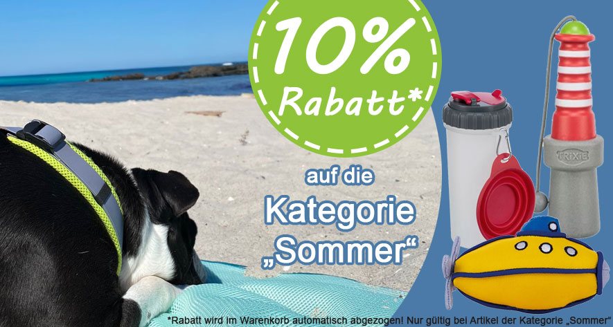 10 Prozent Rabatt auf die Kategorie Sommer 10 Prozent Rabatt auf Artikel in der Kategorie Sommer!